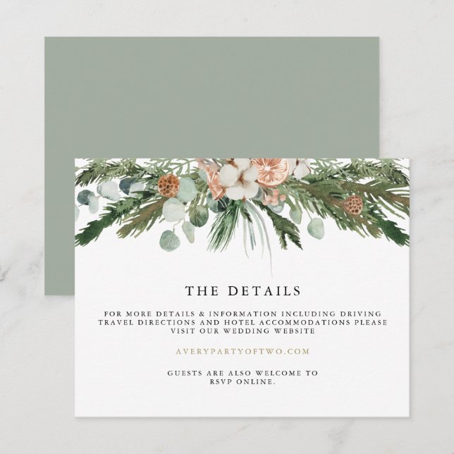 INGE Cosy Scandinavian Winter Wedding Details Card Einladung (Vorne/Hinten)