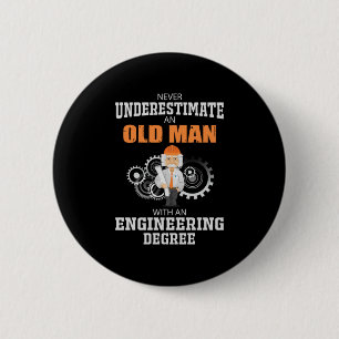 Ingenieur alter Mann mit einem Ingenieurdiplom Button