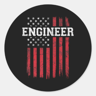 Ingenieur American Flag Usa Patriot Patriotic Runder Aufkleber
