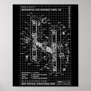 Ingenieur Engineering Monogramm Anfangs Catal Buch Poster