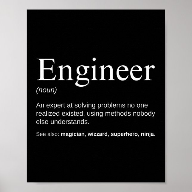 Ingenieur Funny Work Definition Poster (Vorne)