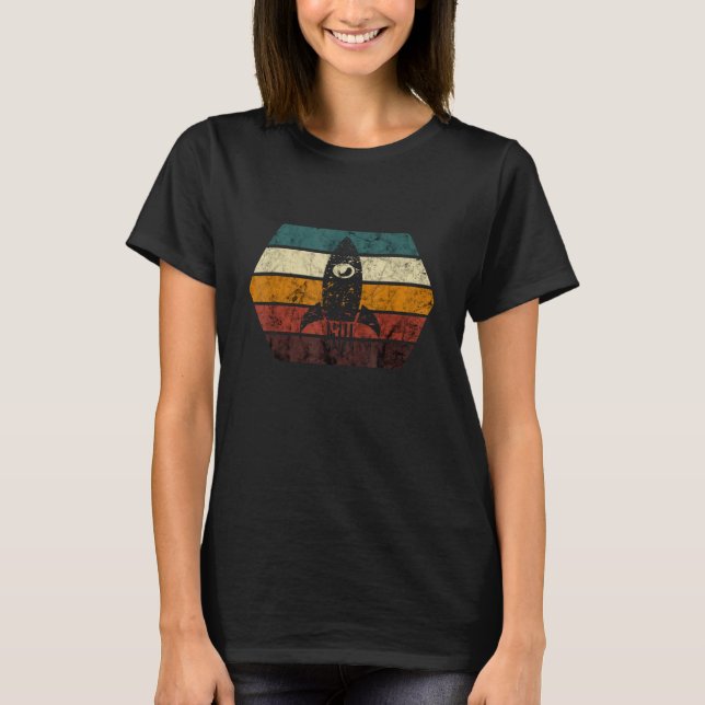 Ingenieur für Luft- und Raumfahrt-Retro-Rakete T-Shirt (Vorderseite)