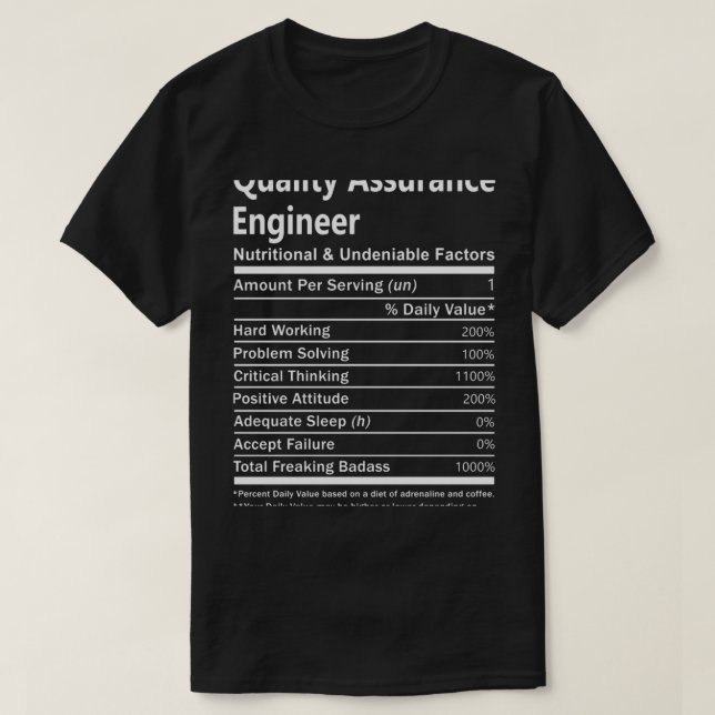 Ingenieur für Qualitätssicherung T- Ernährung und  T-Shirt (Design vorne)