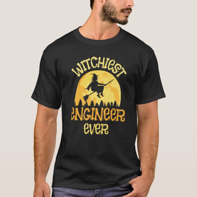 Ingenieur Hexenmeister Halloween-Spaß T-Shirt (Vorderseite)