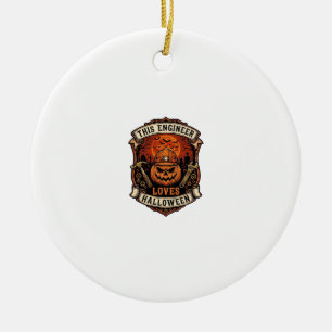 Ingenieur liebt Halloween-Kürbis-Schutzhelm-Hammer Keramik Ornament