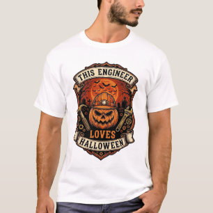 Ingenieur liebt Halloween-Kürbis-Schutzhelm-Hammer T-Shirt