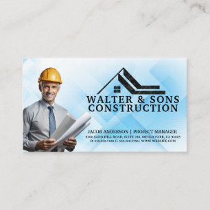 Ingenieur mit Bauplänen Visitenkarte