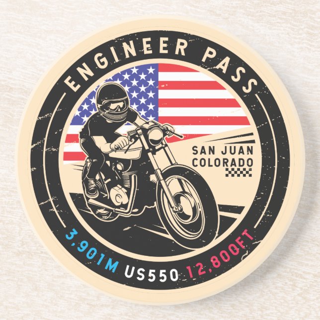 Ingenieur Pass Colorado Motorrad Getränkeuntersetzer (Vorne)
