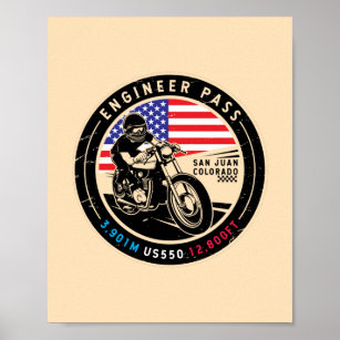 Ingenieur Pass Colorado Motorrad Poster