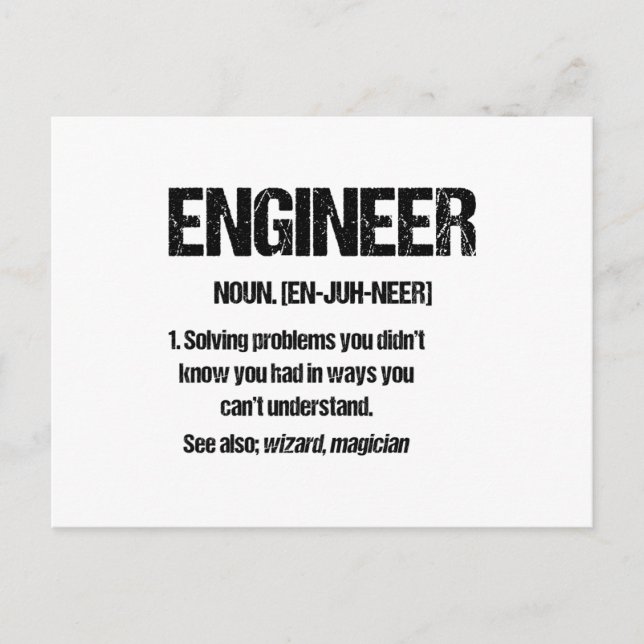 INGENIEUR SUBSTANTIV Lustige Ingenieur-Zitate Absc Postkarte (Vorderseite)