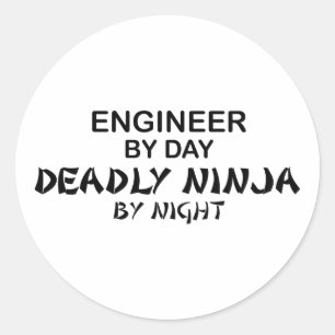 Ingenieur tödliches Ninja bis zum Nacht Runder Aufkleber