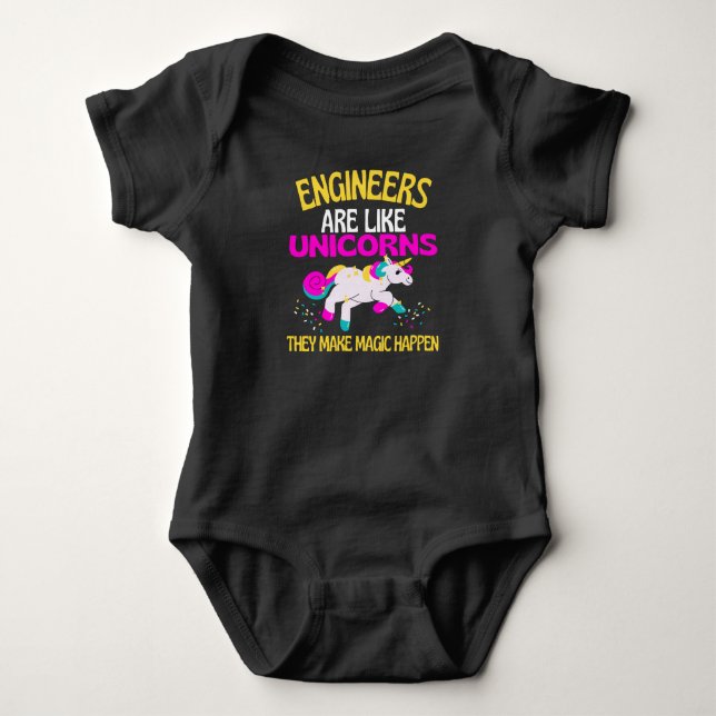 Ingenieur Unicorn , Magisches Einhorn Engineering Baby Strampler (Vorderseite)
