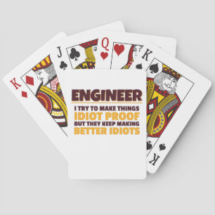 Ingenieur versucht, die Dinge zu überprüfen. Spielkarten