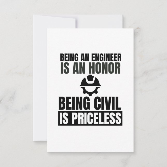 Ingenieur zu sein ist eine Ehre, zivil zu sein, is Dankeskarte (Vorderseite)