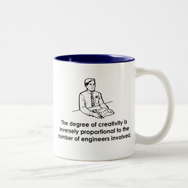 Ingenieure u. Kreativität Zweifarbige Tasse (Rechts)