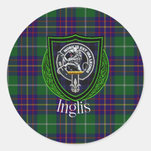 Inglis-Schottischer-Clan-Tartan & -Wappen Runder Aufkleber