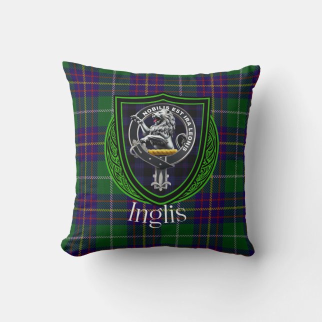 Inglis Scottish Clan Tartan & Wappen Kissen (Vorderseite)