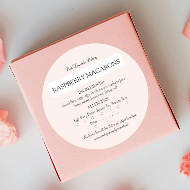 Ingrédient rose et allergène Étiquette alimentaire (Créateur téléchargé)