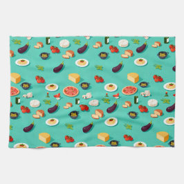 ingredient vegetables pasta and pizza geschirrtuch