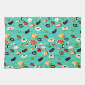 ingredient vegetables pasta and pizza geschirrtuch