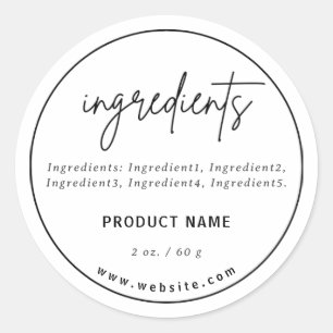 Ingrédients de script minimaliste Étiquette de pro