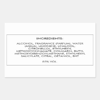 Ingrédients Étiquette de produit