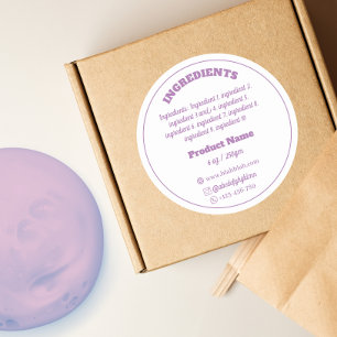 ingrédients Sticker Étiquette produit