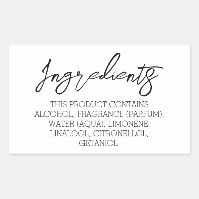 Ingrédients Stickers Étiquette produit (Devant)