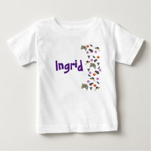 Ingrid, Name-Logo mit australischer Tierwelt,  Baby T-shirt