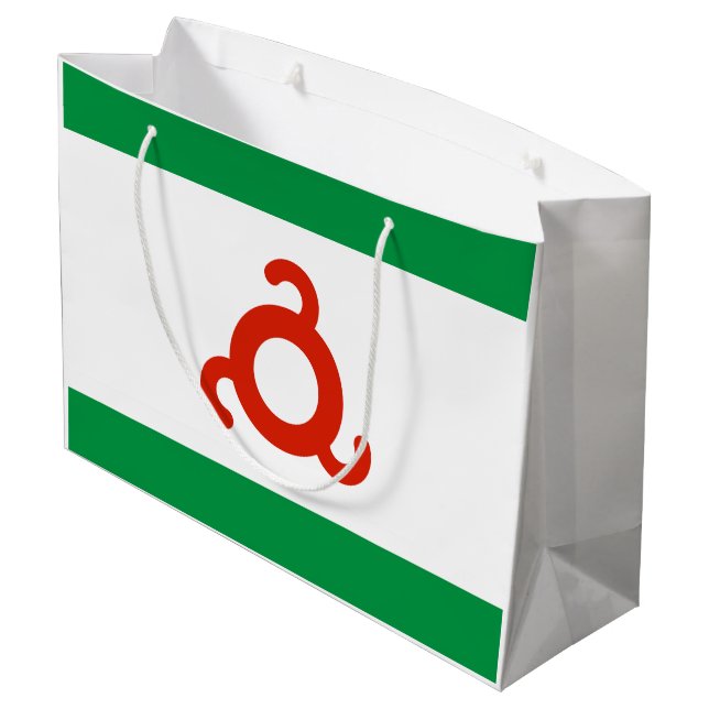 Ingushetia-Flagge Große Geschenktüte (Rückseite Schrägansicht)