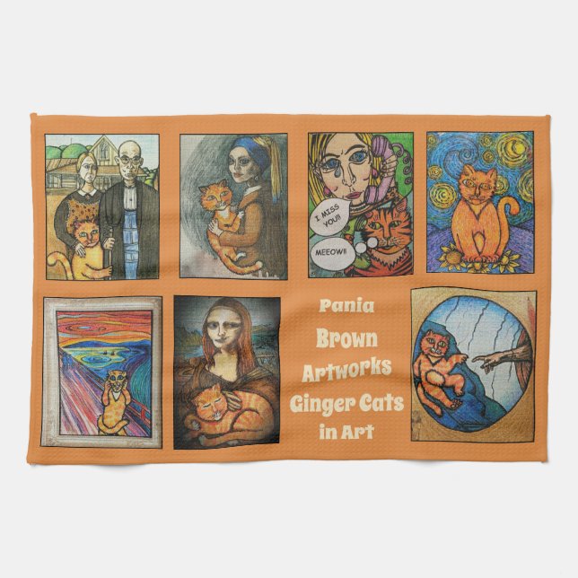 Ingwer Cats in Art Geschirrtuch (Horizontal)