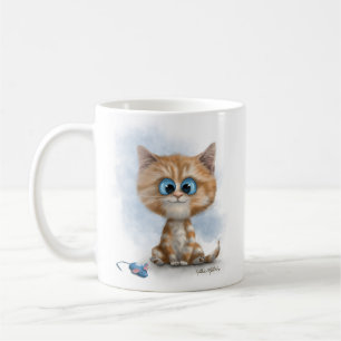 Ingwer-Kätzchen mit Maus-Cartoon Kaffeetasse