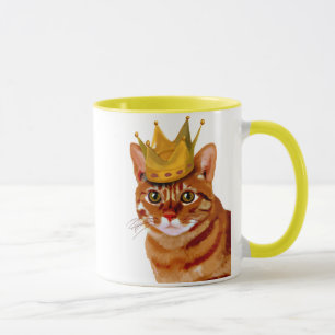Ingwer-Katze mit Krone Portrai Tasse