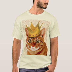 Ingwer-Katze mit Kronen-Porträt T-Shirt
