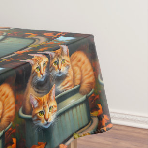 Ingwer Katzen in einem Töpfchen-Pflanze-Inhaber, T Tischdecke