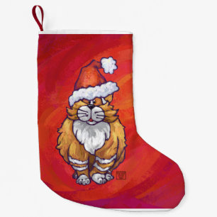 Ingwer-Katzen-Weihnachten auf Rot Kleiner Weihnachtsstrumpf