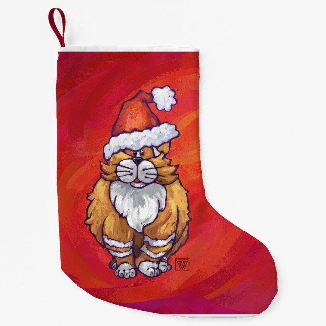 Ingwer-Katzen-Weihnachten auf Rot Kleiner Weihnachtsstrumpf (Vorderseite)