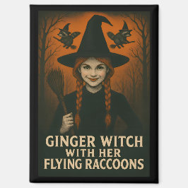 Ingwer mit ihren fliegenden Raccoons V2 Magnet