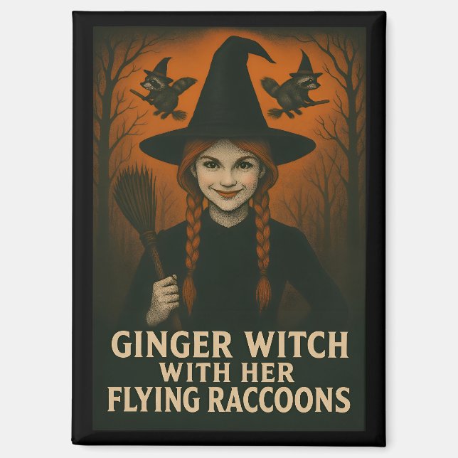 Ingwer mit ihren fliegenden Raccoons V2 Magnet (Vorderseite)