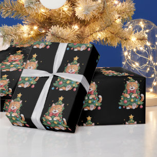 Ingwer Orange Katze Weihnachtsbaum Cute Xmas  Geschenkpapier