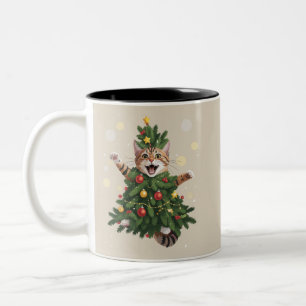 Ingwer Orange Katze Weihnachtsbaum Cute Xmas  Zweifarbige Tasse