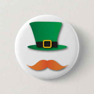 Ingwer-Schnurrbart-Kobold-niedlicher St Patrick Button