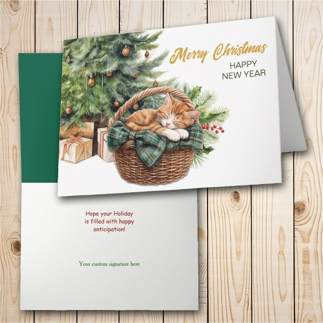 Ingwer Tabby Kätzchen Weidenkorb Weihnachten (Von Creator hochgeladen)