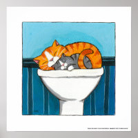 Ingwer und Smokey - Print, Whimsical Cat Art