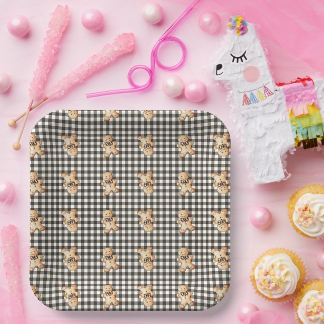 Ingwerbrot-Parade auf Gingham! Pappteller (Party)