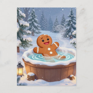 Ingwerbrot-Person in einem Whirlpool Postkarte