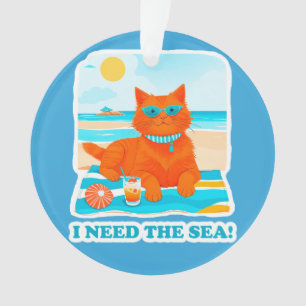 Ingwerkatze am Strand Ich brauche das Meer Sommer Ornament