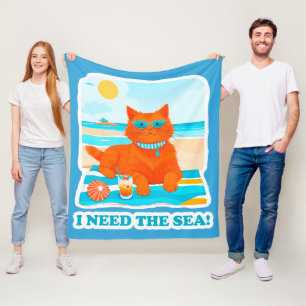 Ingwerkatze am Strand Ich brauche den Sommer am Me Fleecedecke