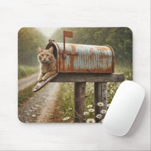 Ingwerkatze in einer rauen Postbox Mousepad