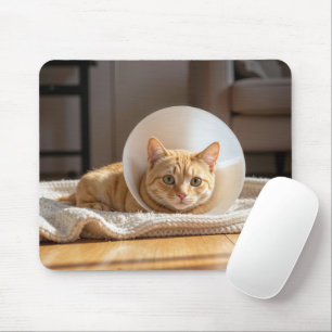 Ingwerkatze mit Schamkegel Mousepad